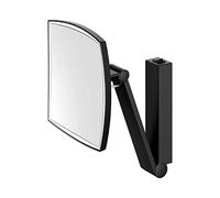 Keuco Espejo de Maquillaje de Pared Brazo oscilante, iluminación LED, ampliación 5X, Interruptor basculante, 20x20 cm, Cuadrado, Negro, Interruptor basculante, iLook_Move