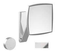 Keuco ILook_Move - Espejo cuadrado con aumento LED, inalámbrico, acero inoxidable