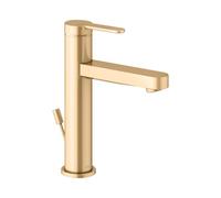 KEUCO IXMO Mezclador monomando plano de lavabo 130, con juego de desagüe, proyección 124mm, 59501253001, Color: latón cepillado