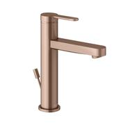 KEUCO IXMO Mezclador monomando plano de lavabo 130, con juego de desagüe, proyección 124mm, 59501293001, Color: rojo oro cepillado