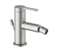 KEUCO IXMO Mezclador monomando plano para bidé, con juego de desagüe, proyección de 110 mm, 59509063000, Color: acabado en acero inoxidable
