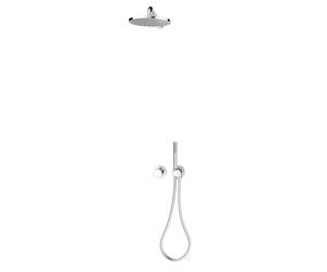 KEUCO IXMO set de ducha 7 mezclador termostático, 2 consumidores con soporte de ducha y ducha mural, roseta redonda, 59653010701, Color: Cromado