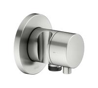 KEUCO IXMO válvula desviadora UP 2 consumidores, conexión de manguera, maneta confort y soporte de ducha, con cierre, roseta redonda, 59557061201, Color: acabado en acero inoxidable