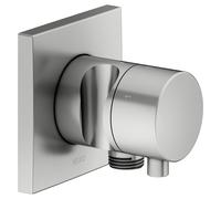 KEUCO IXMO válvula desviadora UP 3 consumidores, conexión para manguera, maneta confort y soporte de ducha, con cierre, roseta cuadrada, 59549211202, Color: acabado en acero inoxidable