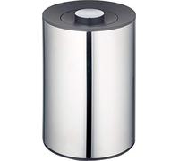Keuco PLAN cubo de basura, 5 litros, Ø21 cm, altura: 28,8 cm, modelo de pie, metal cromado, con recipiente interior y tapa, negro, cubo de basura para cuarto de baño