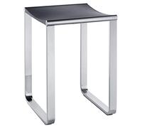 Keuco Plan Taburete de Ducha, Capacidad de Carga hasta 100 kg, Cromado | Aluminio, asiento de plástico gris negro, 36,5 x 34 cm, taburete para baño y ducha