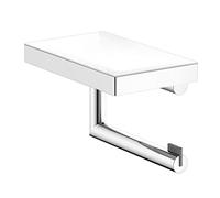 KEUCO REVA portarrollos de Papel higiénico, Forma Abierta, con repisa, Cromado, Made in Germany, orientable, Incl. Tornillos y Tacos, Soporte para Papel higiénico para taladrar