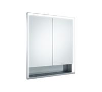 KEUCO Royal Lumos armario con espejo de pared 2 puertas, puerta corta, estante abierto, 700mm, 14337171301, Versión: sin control Dalí