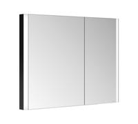 KEUCO SOMARIS armario con espejo, de pared, 2 puertas, asimétrico, con calefacción de espejos, 1000mm, 14513372201, Color: Negro Mate