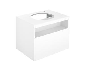 KEUCO STAGELINE mueble bajo para lavabo sobre encimera, 1 extracción frontal, 1 agujero para grifo a la derecha, 650x550x490mm, 32855970000, Cuerpo/Frontal: Vulcanita decor mate / Vulcanita cristal sa