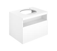 KEUCO STAGELINE mueble bajo para lavabo sobre encimera, 1 extracción frontal, 650x550x490mm, 1 agujero para grifo a la derecha, con iluminación LED, 32855180100, Cuerpo/Frontal: Cachemira Dekor mate /