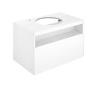 KEUCO STAGELINE mueble bajo para lavabo sobre encimera, 1 extracción frontal, 800x550x490mm, 1 agujero para grifo a la izquierda, con iluminación LED, 32864970100, Cuerpo/Frontal: Vulcanita decor mate