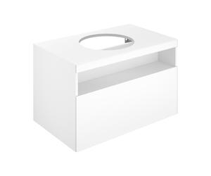 KEUCO STAGELINE mueble bajo para lavabo sobre encimera, 1 extracción frontal, 800x550x490mm, sin agujero para grifo, con iluminación LED, 32863300100, Cuerpo/Frontal: Decoración blanca mate / cristal