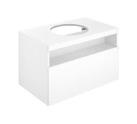 KEUCO STAGELINE mueble bajo para lavabo sobre encimera, 1 extracción frontal, sin agujero para grifo, 800x550x490mm, 32863300000, Cuerpo/Frontal: Decoración blanca mate / cristal blanco
