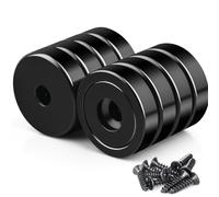 Keukenket 25mm Neodimio Imanes con Orificio Negro, Extra Fuertes 25kg de Fuerza, 8 Piezas Fuertes para Atornillar, Imán de Fondo Cónico con Tornillos, Cilíndrico, Negro