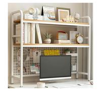 KEuLen Estantería de Escritorio, Estante de Escritorio, Estantería metálica de Escritorio con Panel de Rejilla, Organizador de Almacenamiento Independiente de 2 Niveles(115x20x98cm)