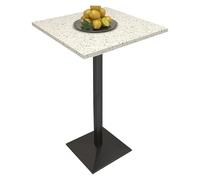KEuLen Mesa de Bar, Mesa Alta, Encimera de Piedra de Cuarzo y Soporte de Acero, Mesa de Cocina, Restaurante o cafetería(Black)