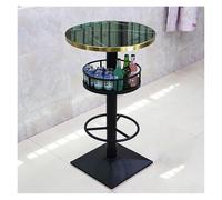 KEuLen Mesa de Bar, Mesa Alta, Mesa de Comedor de 105 cm de Altura con encimera de mármol y cestas de Almacenamiento for Sala de Estar.(Black)
