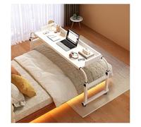 KEuLen Mesa de Sobrecama con Ruedas, Mesa de Cama Extensible con Ruedas, Ajustable en Altura y Longitud, for hospitales y hogares.(White,140cm/55.1in)