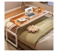 KEuLen Mesa de Sobrecama con Ruedas, Mesa de Noche con Ruedas, Altura Ajustable de 65 a 95 cm, Ideal for Trabajar, Leer y Comer.(Oak)