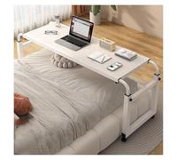 KEuLen Mesa de Sobrecama con Ruedas, Mesa de Noche con Ruedas, Altura Ajustable, móvil, Ideal for Cualquier Lugar del hogar.(White,No-Baffle：100cm/39.4in)