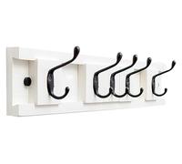 KEuLen Perchero de Pared, Perchero Pared, Perchero de Pared con 5 Ganchos metálicos deslizantes, Ideal for Porche, Dormitorio y Sala de Estar. Perchero de bambú.(B)