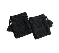 KeuLen Puños for botas cálidos, calcetines con puños for, mangas for piernas for mujer, Top corto de punto a la moda, cálido for invierno(Black)