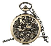 KeuLen Reloj de Bolsillo Vintage, Reloj de Bolsillo con Cadena for Hombres y Mujeres, Reloj de Bolsillo mecánico de Cuerda Manual for Hombres, diseño Vintage con Cadena y Caja de Regalo