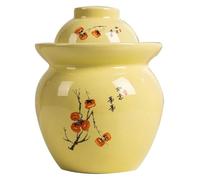 KEuLen Tarro de encurtidos de porcelana tradicional china - Vasija de fermentación de cerámica con tapa de esclusa de aire con sello de agua - Fermentador de gres de 1,5 kg for chucrut y encurtidos