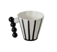 KeuLen Tazas de café, taza cerámica a rayas retro, con leche mango creativo, pareja, agua for el hogar, té (rojo)(Black)