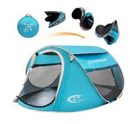 Keumer Plegable Tienda de Playa para 3-4 Personas, Portatil Pop Up Tienda de Playa para Bebé Protección Solar Anti UV 50+(Azul Claro) L