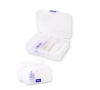 KEUYE Funda de viaje Qtips, a prueba de humedad, pequeña, 5 rejillas, portátil, hisopos de algodón con tapas a prueba de polvo, 2 unidades