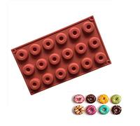 Keuyeo 18 Cavidades De Silicona Mini Molde para Donuts, Chocolate, Galleta, Pastel, Moldes para Magdalenas, Molde para Rosquillas, Molde para Hornear Postres En Casa
