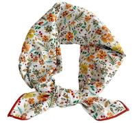 Keuyeo Bufanda De Algodón Y Lino para Mujer, Hijab Cuadrado Pequeño con Cuello, Bandana Cuadrada, Diadema, Pañuelo para Pelo con Estampado Floral, Pañuelo para Cabeza para Mujer