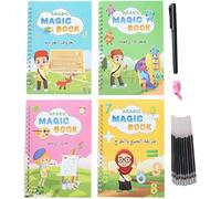 Keuyeo Cuaderno Grande De Escritura Árabe con Tinta Mágica para Niños, Cuadernos De Escritura Reutilizables para Preescolares, Libro para Trazar Letras con Recambio Y Ayuda para Escribir a Mano.