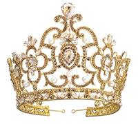 Keuyeo De Novia con Perlas Y Diamantes De Imitación De Aleación, Tiara Grande Y Redonda Barroca, Coronas De Reina para Concurso De Belleza con Perlas