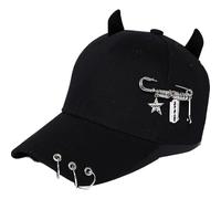 Keuyeo Gorra De Béisbol Unisex con Aro De Hierro Y Cuerno De Vaca, con Personalidad, Ajustable, para Primavera Y Otoño