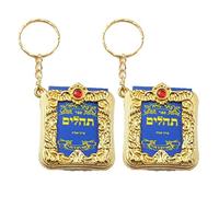 Keuyeo Llavero Religioso Mini Judaísmo Hebreo Biblia Llavero Miniatura Real Biblia Colgante Libro Llavero para Regalo De Fe Religiosa