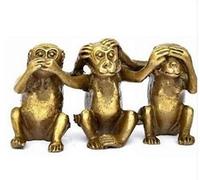 Keuyeo Mini Estatua De Cobre Bonita, Tres Monos Sabios, Escuchar, Ver, No Hablar Mal, 3 Monos, Estilo Aleatorio