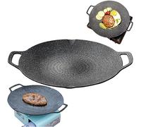 Keuyeo Parrilla De Barbacoa Coreana, Sartén Circular Antiadherente Sin Humo, Superficie Recubierta De Piedra Maifan, Placa De Estufa para Barbacoa, Bandeja para Hornear para Acampar