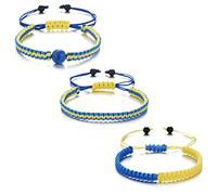 Keuyeo Pulsera De Ucrania con Cuentas De Piedra, 3 Piezas De Tejido Hecho a Mano Ajustable, Oración por Pulseras De Amistad De Ucrania