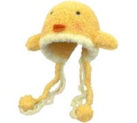 Keuyeo Women Plush Chicken Hat Y2k Fuzzy Warm Hat Cute Furry Beanie with Ears Winter Warm Ear Protection Windproof Cap Halloween Party Hat