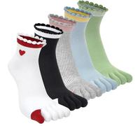 Kevaler Calcetines de Dedos Mujer Algodón Con Dibujos de Animal Perro Gato - 5 Pares Separados Pies Cinco Dedos de Deporte