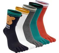 Kevaler Calcetines de Dedos Mujer Algodón Con Dibujos de Animal Perro Gato - 5 Pares Separados Pies Cinco Dedos de Deporte
