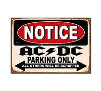Keviewly ACDC Parking ONLY - Cartel de estaño vintage para pared, pintura de hierro, placa de metal para bar, cafetería, garaje, hogar, regalo, cumpleaños, boda