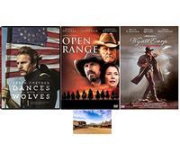 Kevin Costner Western Triple Feature Dances with Wolves Open Range y Wyatt EARP 3 DVD Set incluye tarjeta de arte con impresión brillante