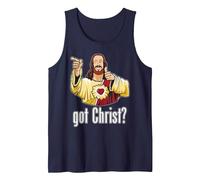 Kevin Smith View Askewniverse Buddy Christ Got Finger Guns Camiseta sin Mangas, Hombre, Azul Marino, M