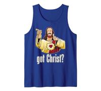 Kevin Smith View Askewniverse Buddy Christ Got Finger Guns Camiseta sin Mangas, Hombre, Azul Real, XXL