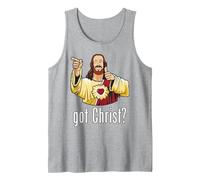 Kevin Smith View Askewniverse Buddy Christ Got Finger Guns Camiseta sin Mangas, Hombre, Gris Jaspeado, M