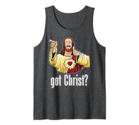 Kevin Smith View Askewniverse Buddy Christ Got Finger Guns Camiseta sin Mangas, Hombre, Jaspeado Oscuro, S
